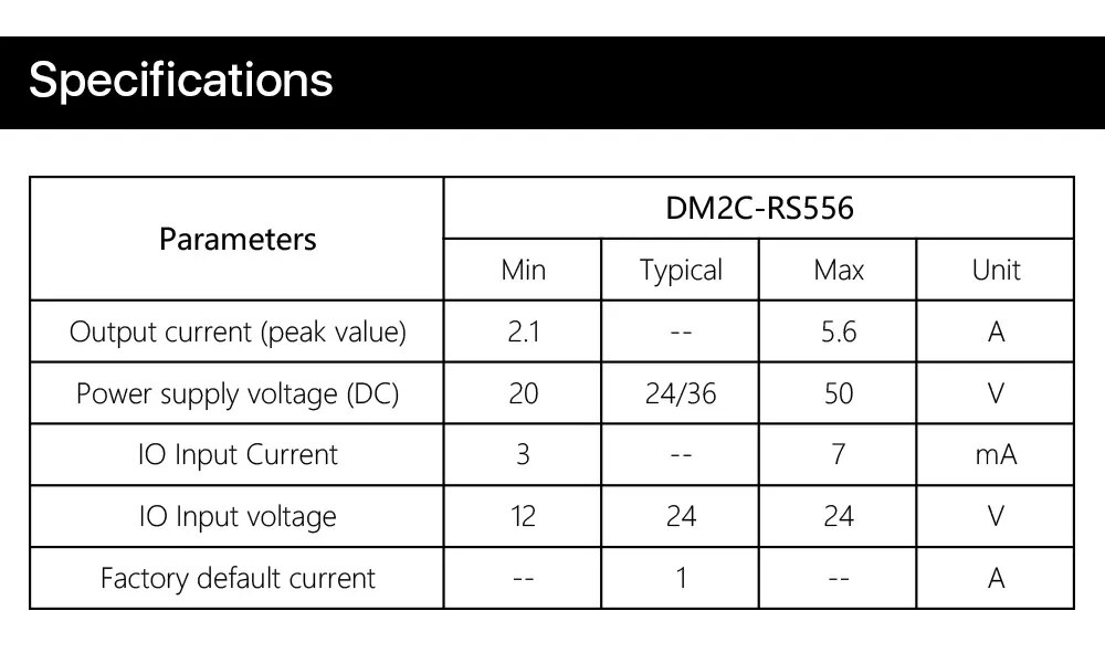 Leadshine DM2C-RS556 2,1-5,6 A 20-50 VDC Integrierter Schritttreiber für Nema 17, 23, 24 Schrittmotor